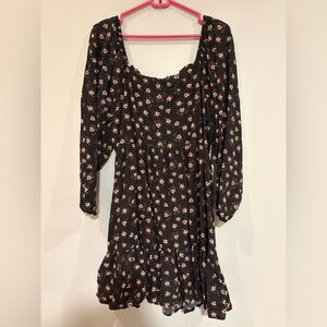 Celebrity Pink Black Dress with Floral Design